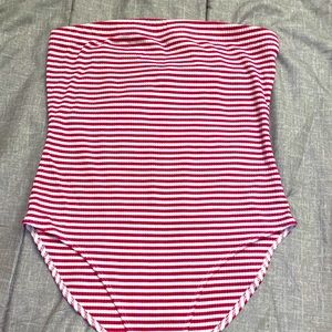 Forever 21 Striped Strapless Bodysuit